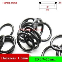 고무오링 NBR 두께 1.5mm/0.059in Oring 기계식 씰 링 개스킷 O-링 키트 O 니트릴 고무 와셔, [22] ID 5mm