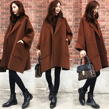 TANC 여성 모직 코트 가을겨울 루즈핏 하프코트 롱코트
