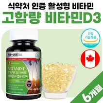 고함량 비타민D3 캡슐 5000iu 식약처 인정 비타민디 캐나다 직수입 프리미엄 50대 부모님 선물 세트 비타D 비타민dd3 써니디 썬디 고용량 약 6개월분 임산부 청소년 성인, 180정 x 1개 (6개월분)