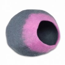 고양이집 펫 케이브 숨숨집 그레이 핑크 (M)