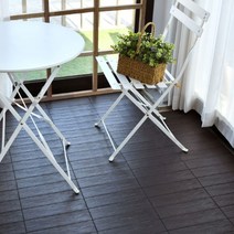 일자형 데크타일 검정색 베란다바닥 조립식, 루쓰데코타일(블랙9p)