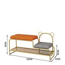 북유럽 럭셔리 다기능 일체형 신발장, 골드:120CM롱(오렌지가죽+그레이가죽방석)