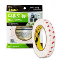 3M 스카치 다용도 폼 앙면 테이프 18mm x 5m, 흰색, 5개