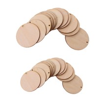 FCSHOP 75 조각 라운드 원형 미완성 나무 태그 DIY 공예에 대 한 구멍이있는 나무 모양 꾸밈 웨딩 장식 50mm 80mm, 참 피나무, 자연스러운