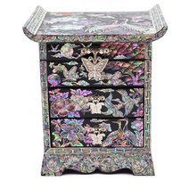 서울공예사 나전칠기 선비 3단 서랍 자개보석함 - 송학