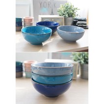 국내산 세련된 유광 도자기 국수 냉면기 신혼그릇 돈부리 큰그릇 칼국수, 진블루