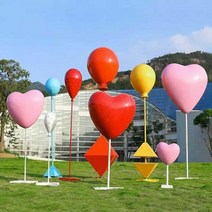 하트조형물 빨간 풍선 조경 펜션 대형 야외 장식품, 핑크벌룬  200CM