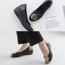 벨루치슈즈 여성 수제화 양가죽 럭셔리 금장 키높이 5cm 발편한 푹신한 통굽 웨지펌프스 웨지 단화 국내제작