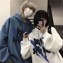 JUST FEEL!NG 커플맨투맨 기모후드티 커플 기모 레터링 루즈핏 후드 빅사이즈 프린팅 폴오버 맨투맨 커플티 커플시밀러룩