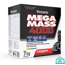독일 Weider Mega Mass 4000 헬스보충제 웨이트게이너 분말 파우더 딸기 7, 단백질, 크리에이티브 크리에이티브 일수화물, 복합 카보, 1개
