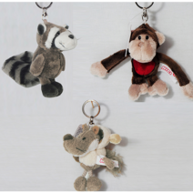 인형키링 동물키링 너구리 원숭이 늑대키링