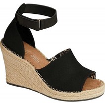 TOMS 여성 마리솔 웨지 발목 스트랩 샌달 블랙 옥스퍼드 가죽 6M 슈즈