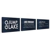 호숫가 예기치 호수의 점프 벽 아트 캔버스 농가 호수 테마 35.6x27.9cm(14x11인치) 프린트(3개 세트) 침실 거실 집 현관 캠핑카 오두막 여성 남성 애호가를 선물