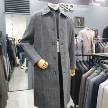 바쏘옴므 심플ㆍ울혼방해링본 세미오버핏롱코트WSV4CJ31