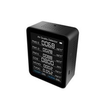 가스 일산화탄소 감지기 공 모니터 CO2 계량기 이산화탄소 TVOC HCHO PM2.5 PM1.0 PM10 온도 습도 감지 8 인 1, Black