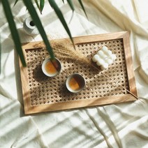 유월가게 케인 라탄 홈카페 우드 트레이, 케인트레이
