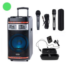 컴스 이동식 블루투스 버스킹 앰프 스피커 유선 무선 마이크 헤드셋 CR400PB세트 (행사용 /노래방), CR400PBS6 유선핸드+무선핸드+헤드셋 합3개