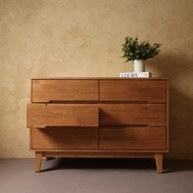 보베르 고무나무 원목 1200 3단 와이드 화장대 서랍장