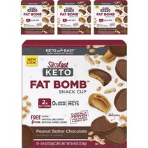 슬림패스트 키토 팻 밤 스낵 컵 피넛 버터 초콜릿 맛, 4개, 238g