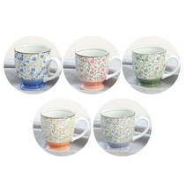 일본 도자기 꽃무늬 컬러 머그컵 세트 빅머그컵 아이스커피잔 친구생일선물 홈카페