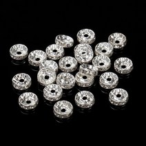 100pcs 4 / 6 8 10mm 골드 실버 라인 석 Rondelles 크리스탈 비즈 보석 만들기라운드 느슨한 스페이서 DIY 액세서리, 4mm, silver