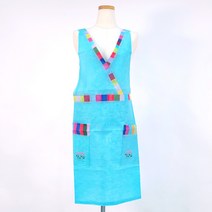 미도규방 전통 브이넥 한복 모시 앞치마 카페 공방 에이프런 선물 기념품, 옥색