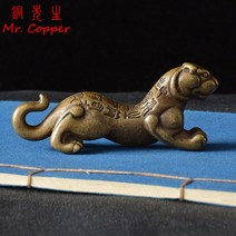 골동품 청동 중국 Anticent 기호 지휘관의 인감 또는 집계 호랑이 인형 미니어처 홈 데스크 장식 액세서리|피규어 & 미니어처|, 1개, Tiger Figurines