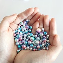오로라진주 200P 데코촬영진주 4미리 6미리 8미리 10미리 4가지 사이즈 조합 진주알 인어진주 촬영소품진주, 씨블루