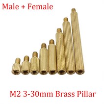 10개 세트 M2 3-30mm 황동 원형 널 수컷 암수 스탠드 오프 스터드 보드 나사산 기둥 PCB 메인 스페이서 볼트 나사 너트, [13] 25mm