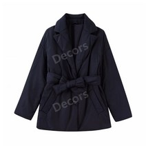 여성 벨트 패딩 자켓 두꺼운 면패딩 블랙 하프 경량 코트 점퍼