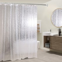 PEVA 욕실 샤워커튼 욕실커튼 커튼봉 압축봉, PEVA 샤워커튼 글라스피스