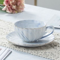 핑크 도자기 티 컵과 접시 세트 200ML 영어 오후 차 한 아침 우유 컵 Coffeeware 커피 잔 세라믹, [02] BLUE