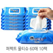 퍼펙트케어 효랑 물티슈 캡형 60매 10팩 휴대용물티슈, 퍼펙트케어 물티슈 캡형 60매 10팩