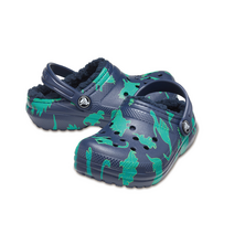 크록스 겨울 털 슬리퍼 털신 204817-41D 클래식 라인드 그래픽 다이노