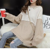 티피 티피 여성 루즈 패션추동복신상 캐주얼 후드 니트