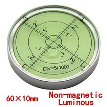 레벨기 마그네틱 스피릿 레벨 금속 수평 버블 고정밀 라운드 60x10mm, Luminous_2
