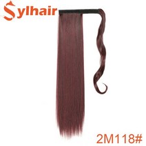 붙임머리 Sylhair 긴 곱슬/스트레이트 클립 헤어 테일 자연 거짓 포니 헤어피스 부분가발머리삔 헤어핀 머리핀포니 익스텐션, [01] 60cm, [15] MSTMW-2M118