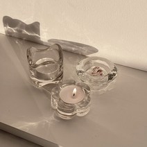 유리 티라이트 홀더 3종 빈티지 미니 향초 캔들 받침대, 웨이브