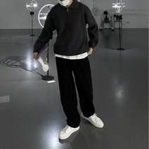 Black jean 남자 블랙 데님 면 바지 베이직 일자 세미 와이드 스트레이트 팬츠