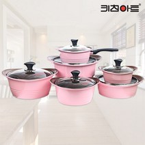 키친아트 세라믹코팅 파스텔핑크 통주물 냄비, 곰솥 26cm