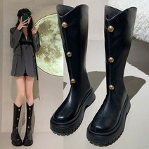 골드 숏 여성 롱부츠 롱 부츠 블랙 가보시 통굽 2종