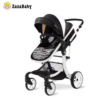 zazababy 유모차는 앉고 양방향으로 누울 수 있음 가벼운 접기 높은 가로 충격 흡수 장치 신생아 0-3세, 얼룩말