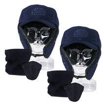 모자 귀마개 마스크를 한번에 보아털 알래스카 워머 겨울 방한용품, 2세트(네이비+네이비)