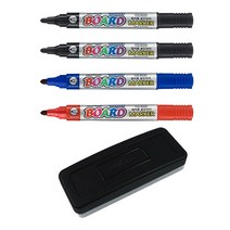 국산 보드마카 유리에 쓰는 펜 윈도우 마카 4컬러+지우개 세트 수성 매직 유리창 마크펜 마커 두꺼운 지워지는 낱개 글라스 굵은 창문 화이트보드 색깔 칼라