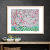 [그림닷컴] 제주생활의 중도 (150 Editions) Golf On Hill Ⅱ 이왈종 판화 액자추가가능, (원목)우드베이지