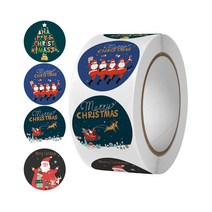 500pcs/롤 크리스마스 스티커 라운드 밀봉 스티커 클래식 크리스마스 패키지 장식, C120