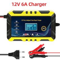 스타터 배터리 점화 방전 점프 자동차 자동 충전기 12V 24V 펄스 수리 납산 리튬 오토바이, 12V 6A EU Plug, 02 12V 6A EU Plug