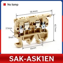 알루미늄 프로파일 10Pcs ASK1EN 퓨즈 홀더 커넥터 터미널 블록 SAK 4mm ² 케이블 와이어 DIN 레일 With R055, NO LED, Without