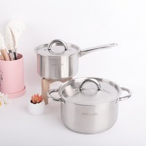 이치푸랑 시슬리 인덕션용 홈쇼핑 3중바닥 스텐 냄비, 편수 18cm+양수 22cm 2종세트