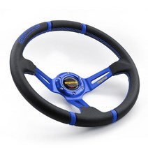 자동차핸들튜닝 자동차 MOMO 350MM 가죽 핸들 PVC 레이싱 스포츠 스티어링 휠 부품 수정, [04] blue
